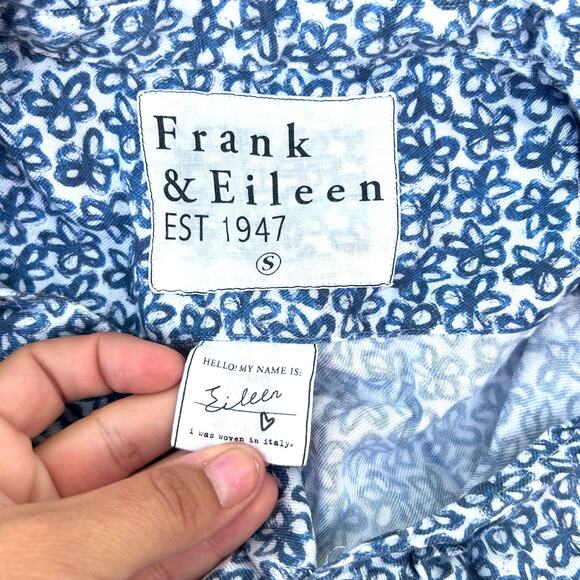 Frank & Eileen Modal Flower Floral Blue Eileen Button Down Shirt Top Small - Picture 4 of 8